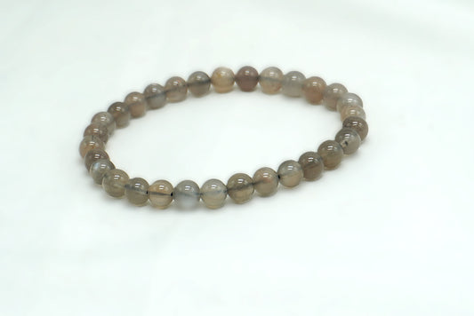 BRACELET PIERRE DE LUNE BEIGE NOIRE 6MM