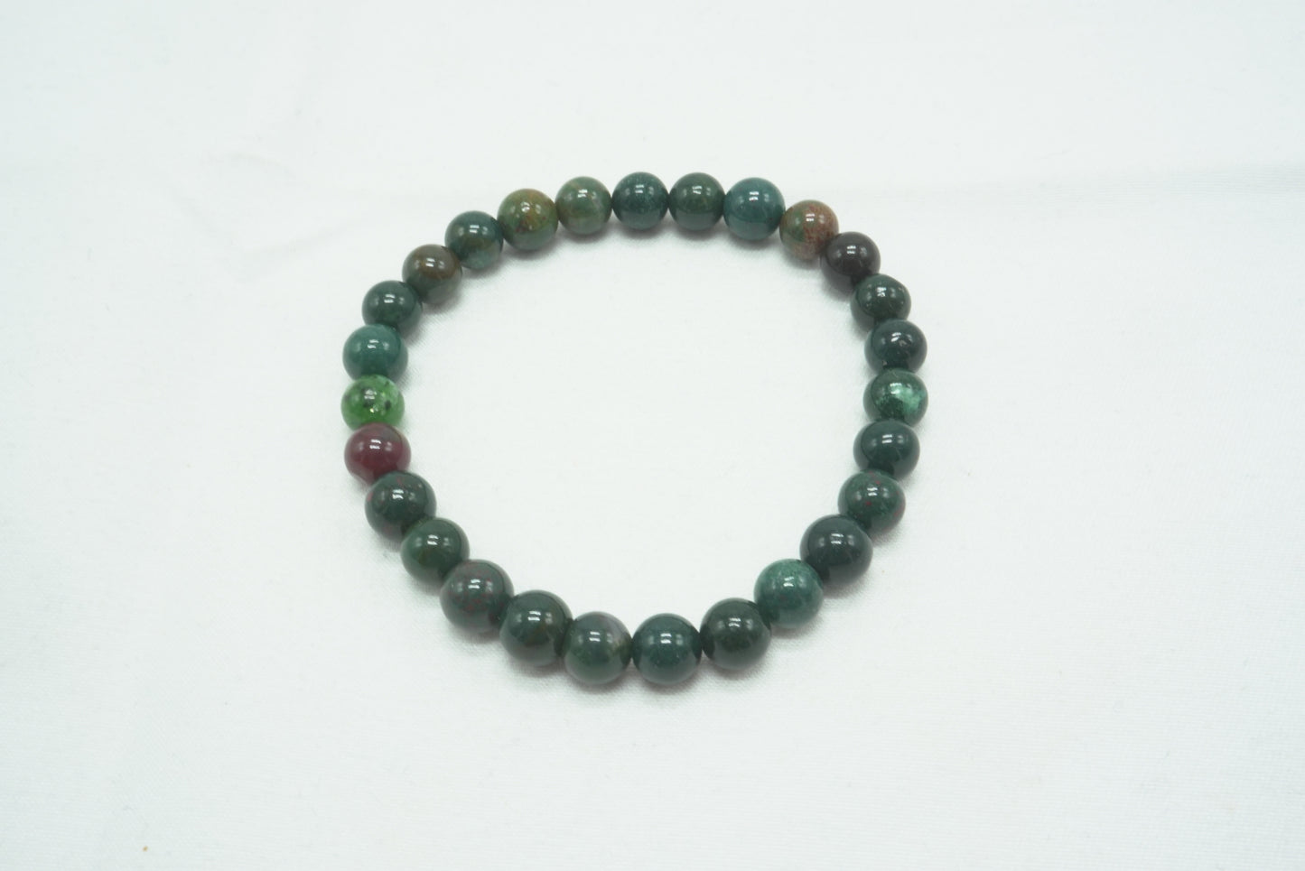 BRACELET JASPE HELIOTROPE (Jaspe Sanguin) 6MM