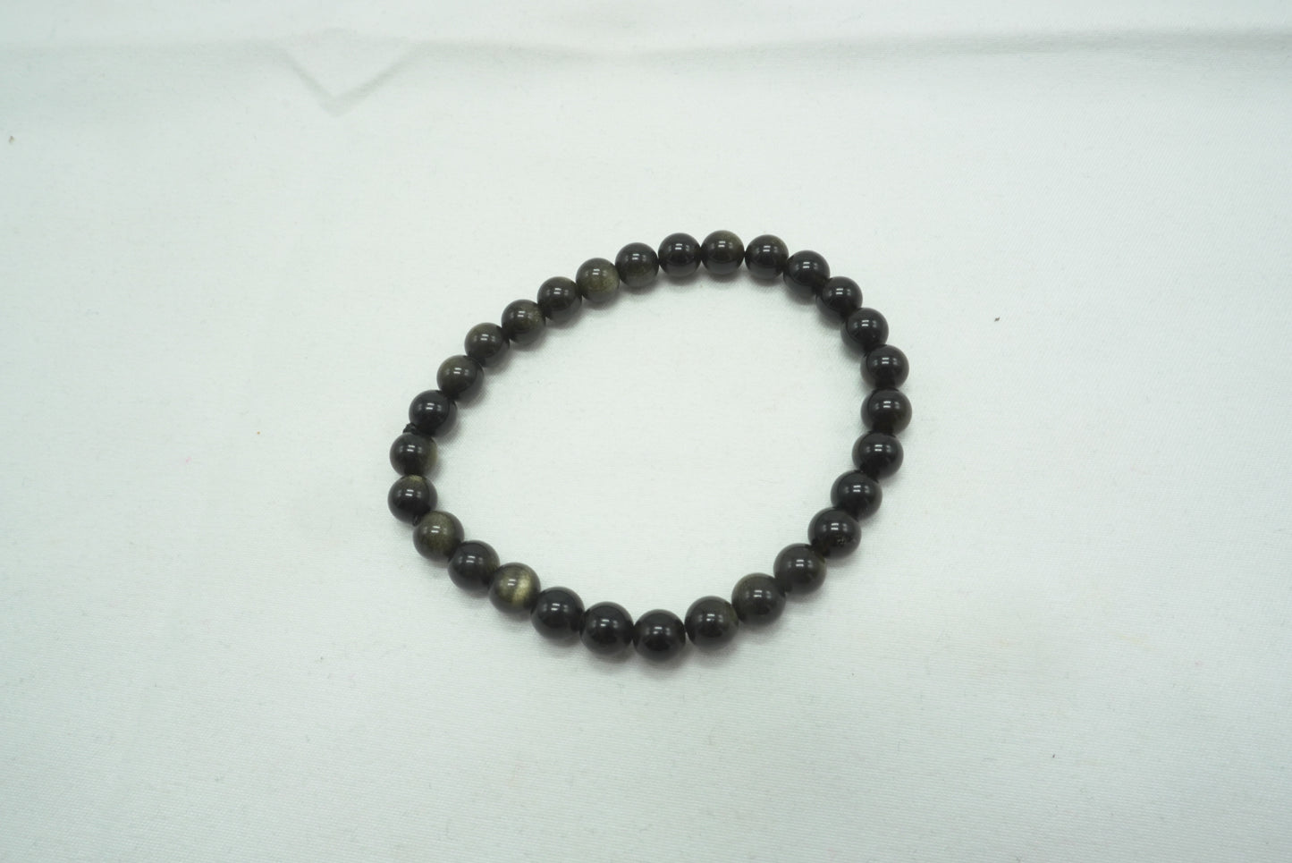 BRACELET OBSIDIENNE DOREE 6MM