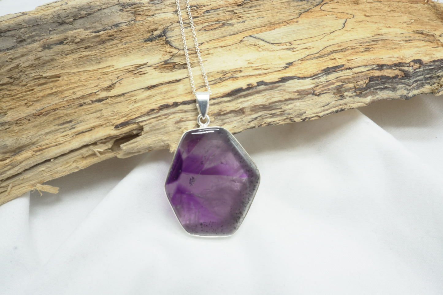 PENDENTIF AMETHYSTE TRAPICHE ARGENT (ref 2)