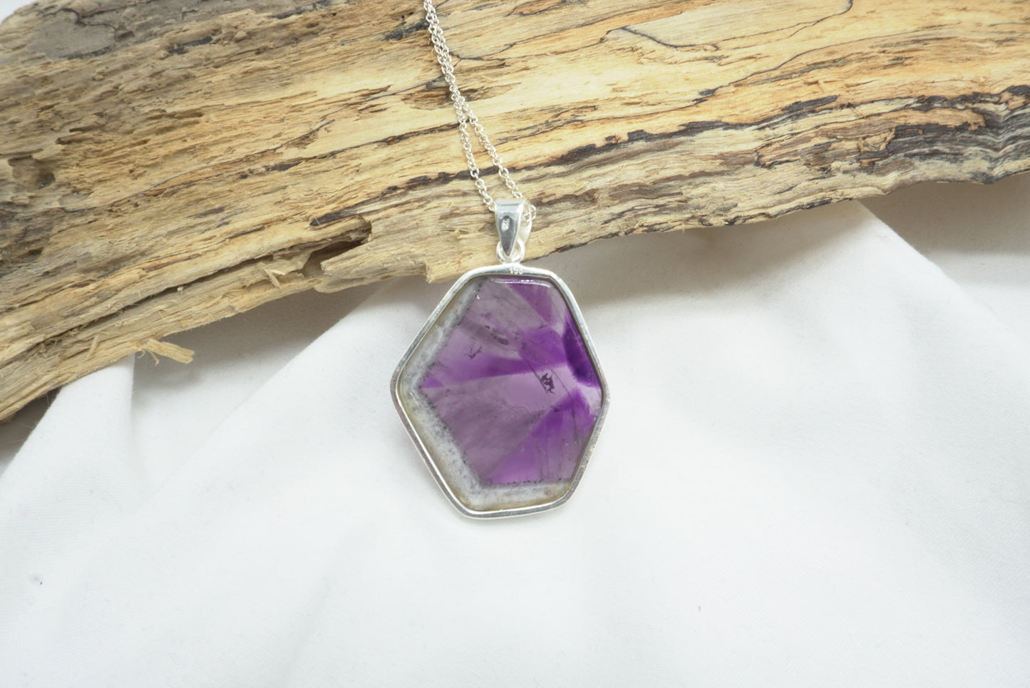 PENDENTIF AMETHYSTE TRAPICHE ARGENT (ref 2)
