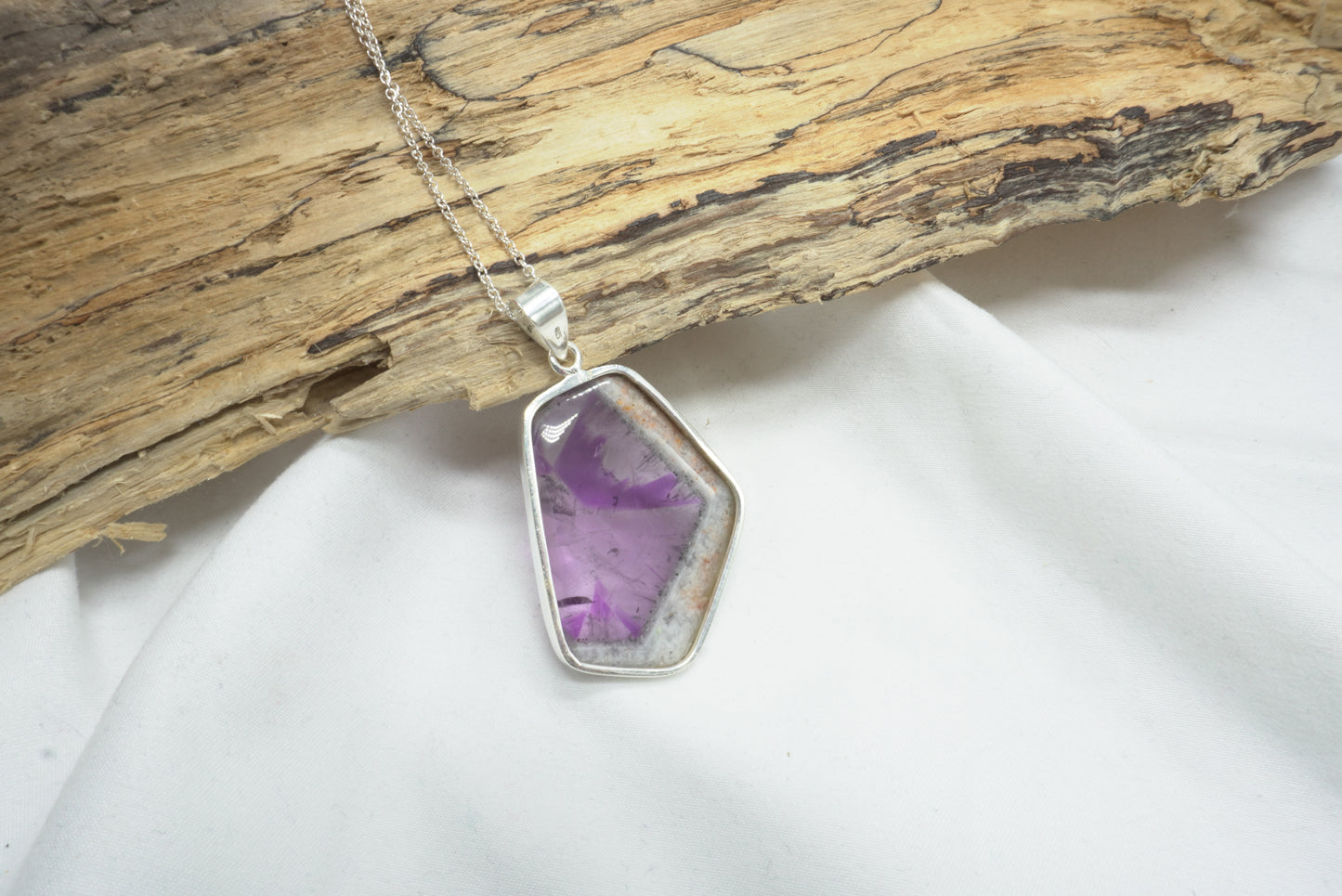 PENDENTIF AMETHYSTE TRAPICHE ARGENT (ref 3)
