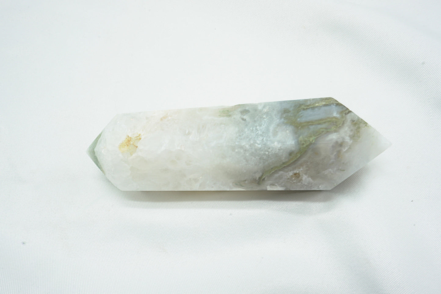 POINTE BI-TERMINEE AGATE MOUSSE ET QUARTZ (100 grammes)