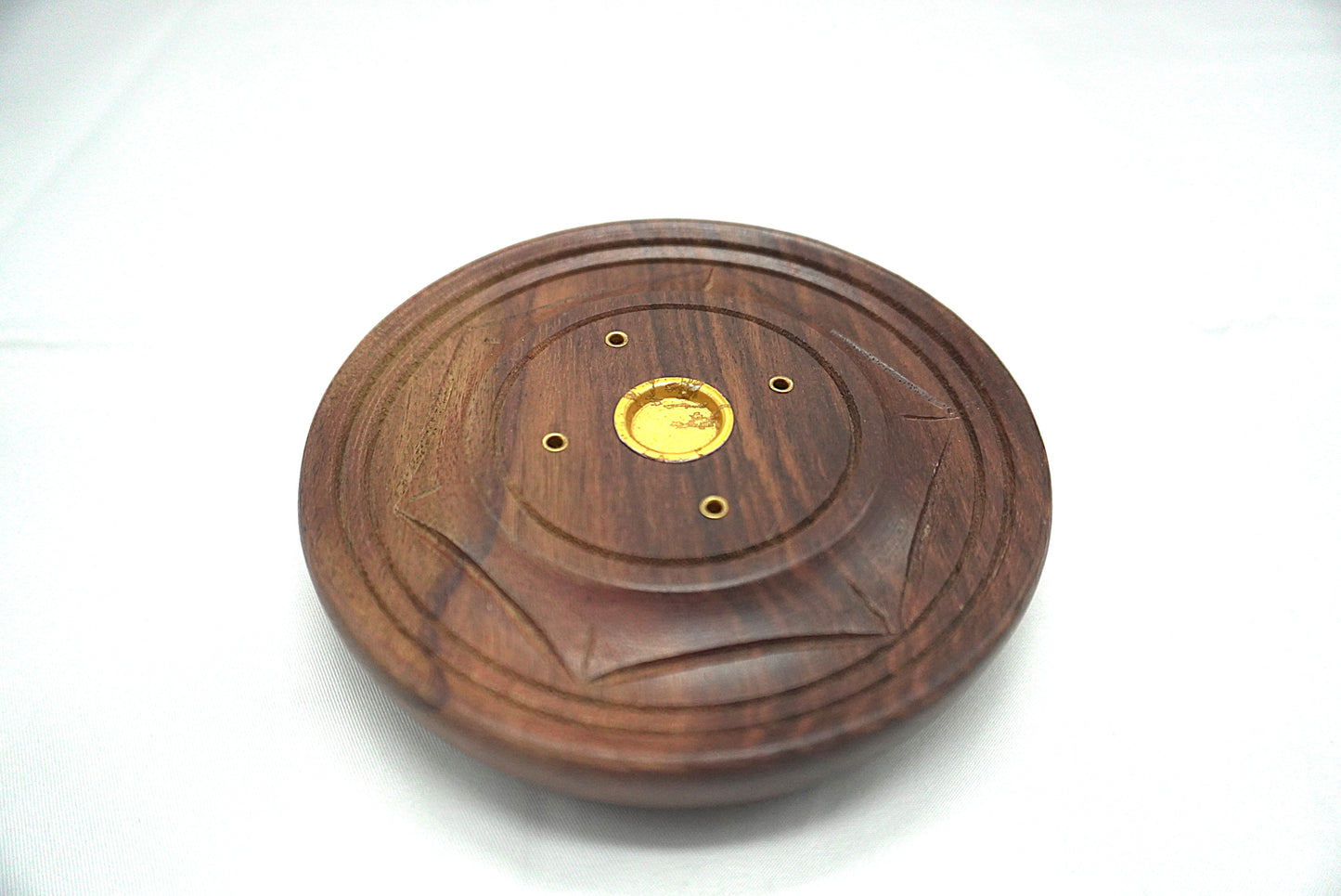 PORTE-ENCENS ROND SCULPTE FLEUR BOIS