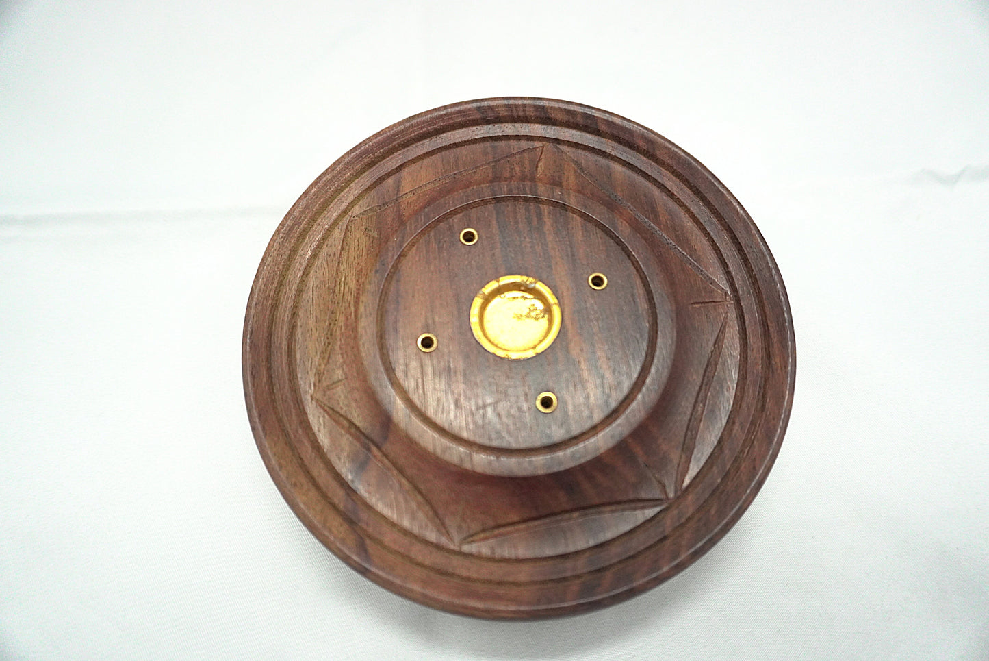 PORTE-ENCENS ROND SCULPTE FLEUR BOIS