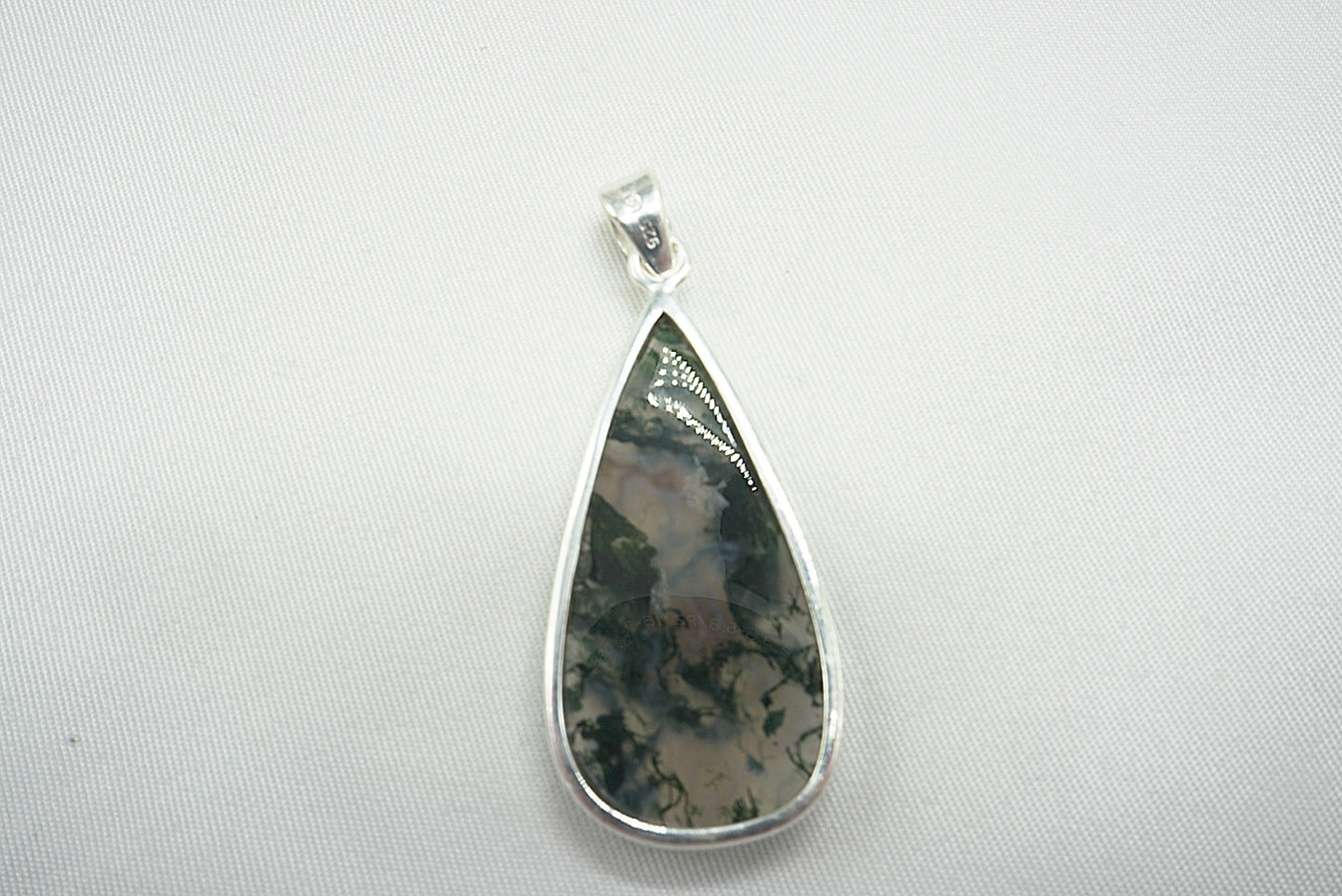 PENDENTIF AGATE MOUSSE SERTI ARGENT (ref 2)