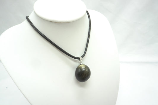 PENDENTIF PIERRE ROULEE OBSIDIENNE DOREE