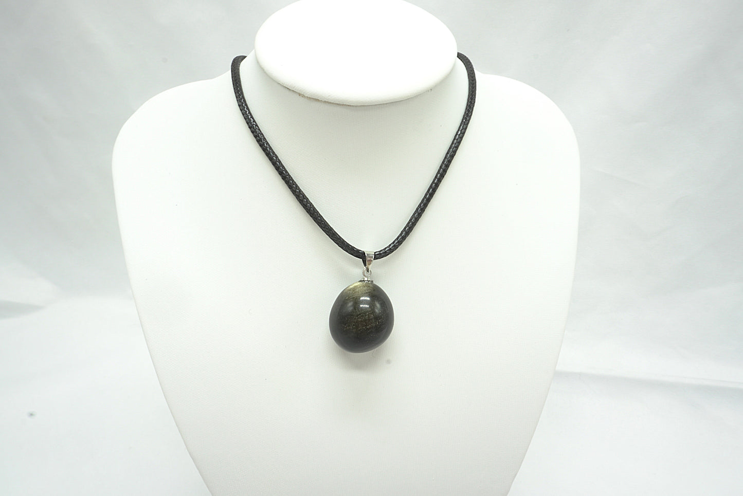 PENDENTIF PIERRE ROULEE OBSIDIENNE DOREE
