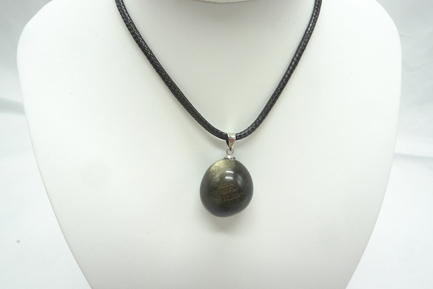 PENDENTIF PIERRE ROULEE OBSIDIENNE DOREE