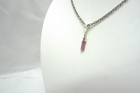 PENDENTIF TOURMALINE ROSE BELIERE ARGENT (ref 1)