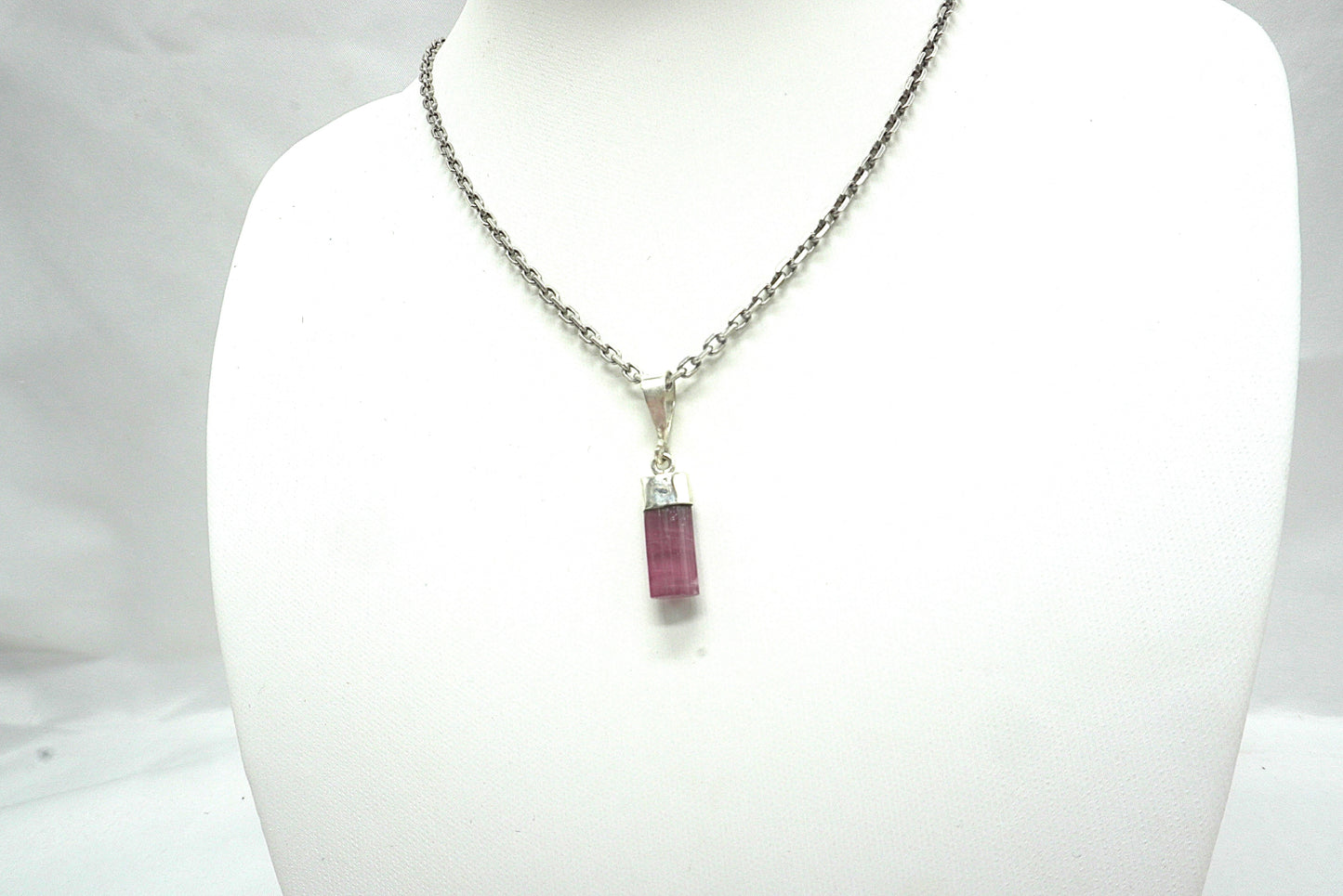 PENDENTIF TOURMALINE ROSE BELIERE ARGENT (ref 2)