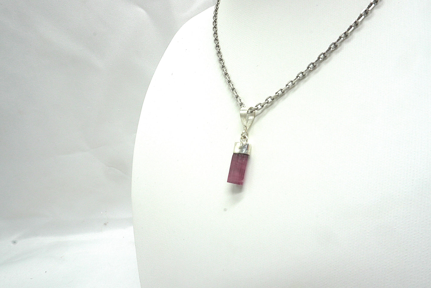 PENDENTIF TOURMALINE ROSE BELIERE ARGENT (ref 2)