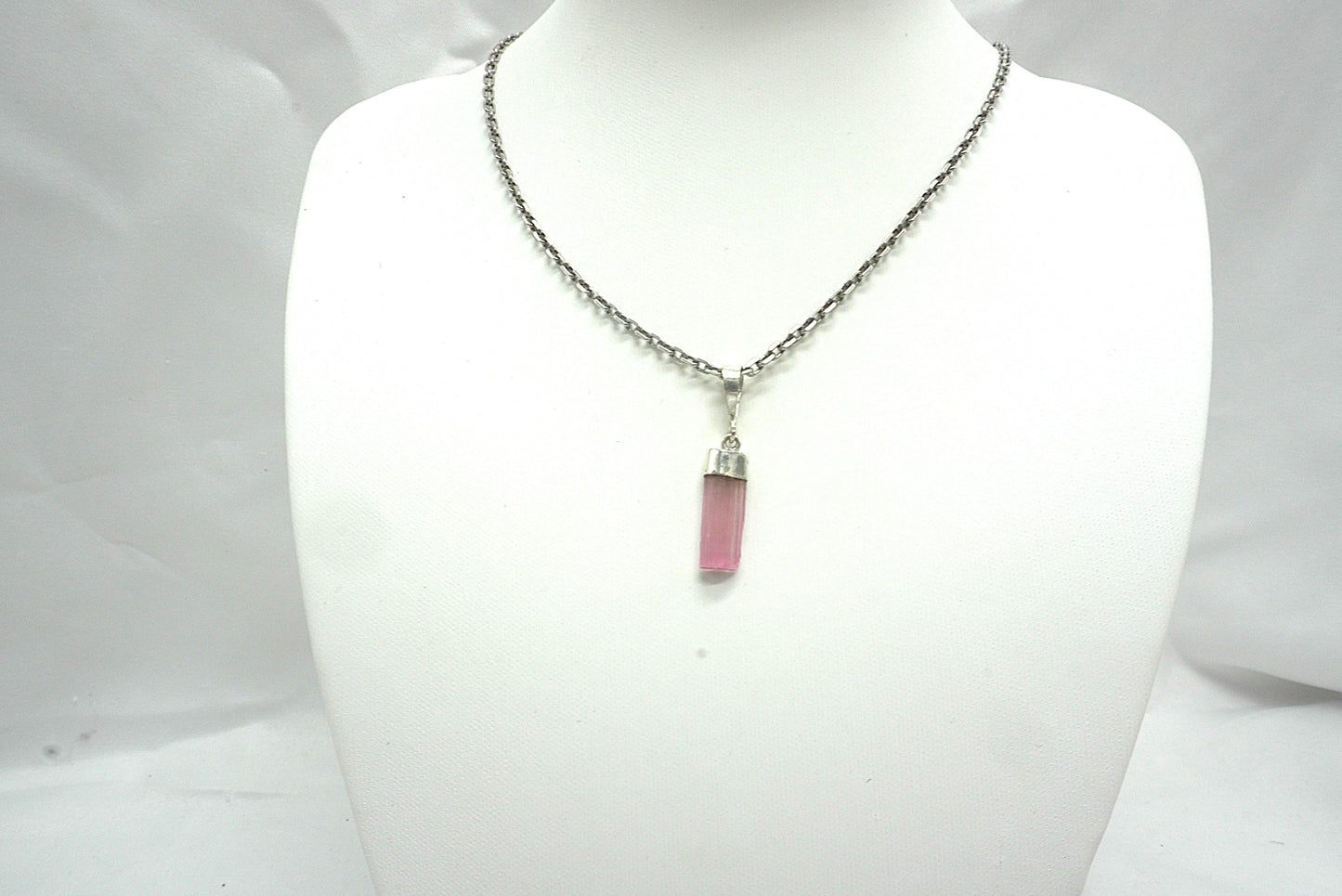 PENDENTIF TOURMALINE ROSE BELIERE ARGENT (ref 3)