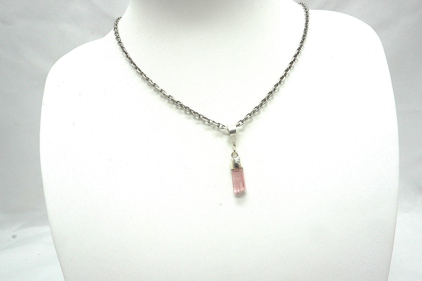 PENDENTIF TOURMALINE ROSE BELIERE ARGENT (ref 4)