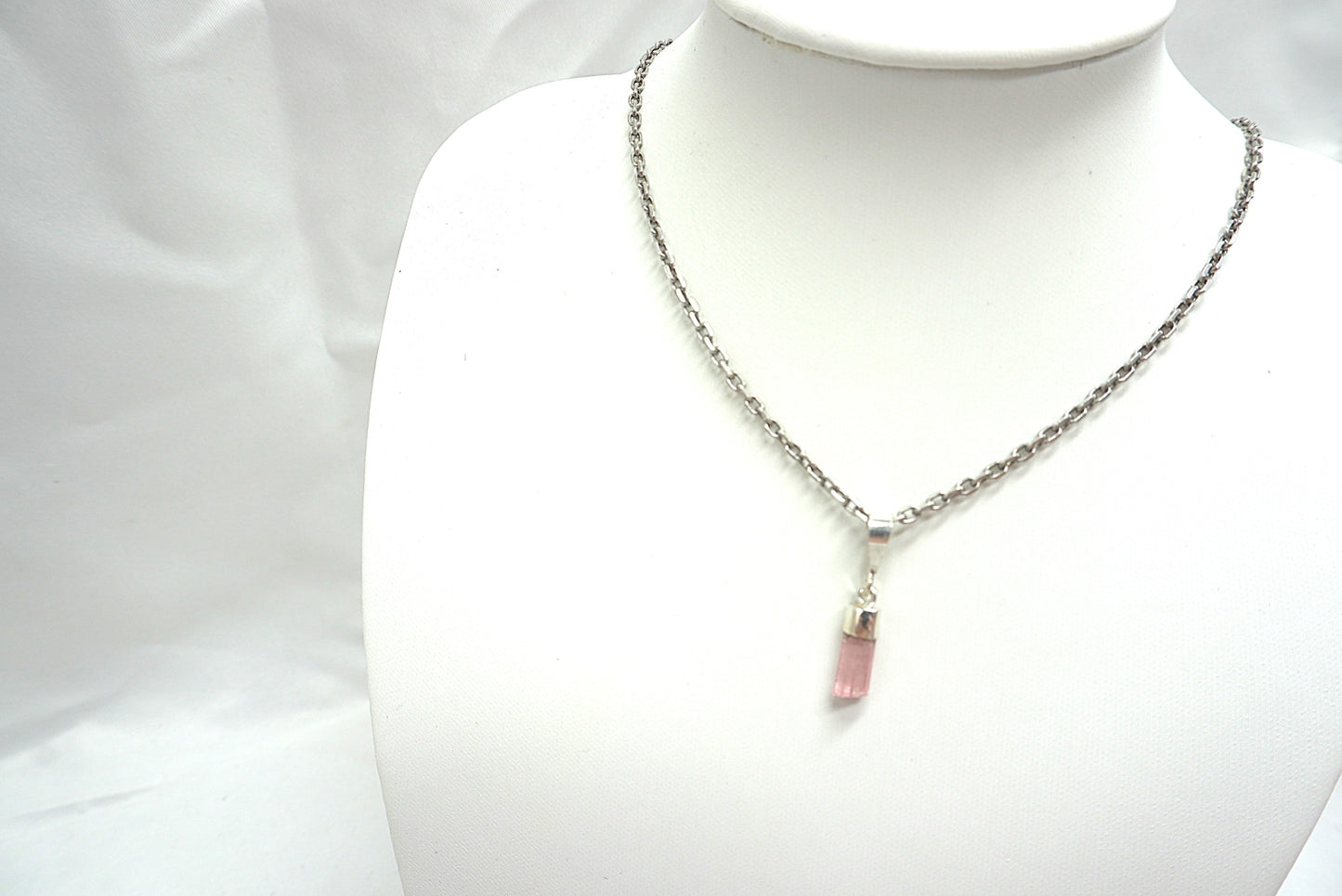 PENDENTIF TOURMALINE ROSE BELIERE ARGENT (ref 4)