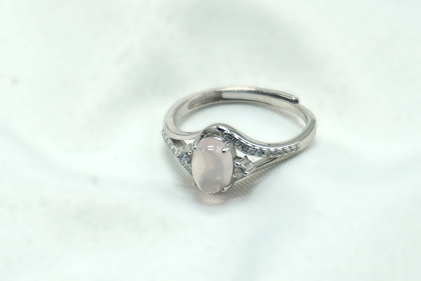BAGUE AJUSTABLE QUARTZ ROSE ARGENT