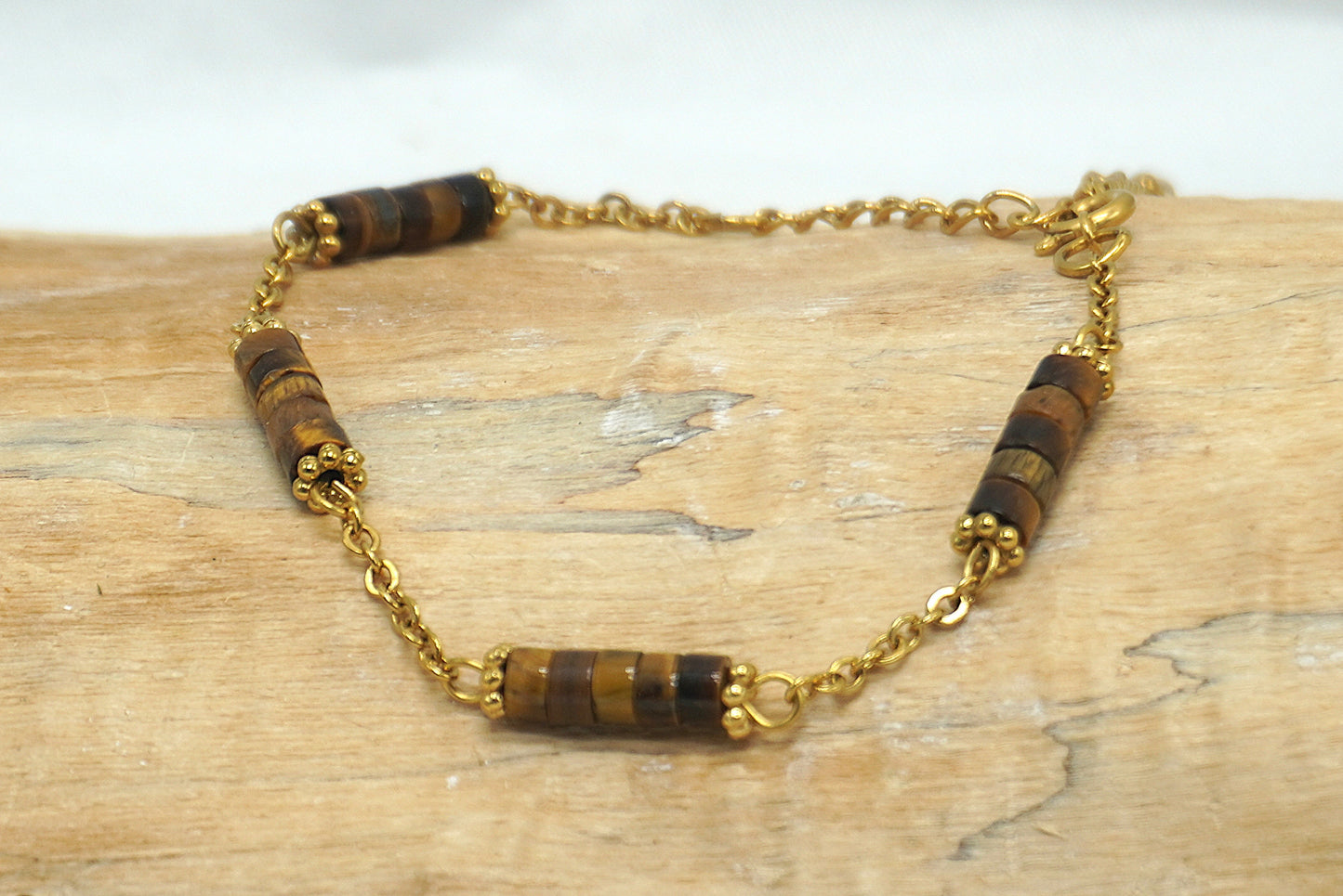 BRACELET OEIL DE TIGRE DORE