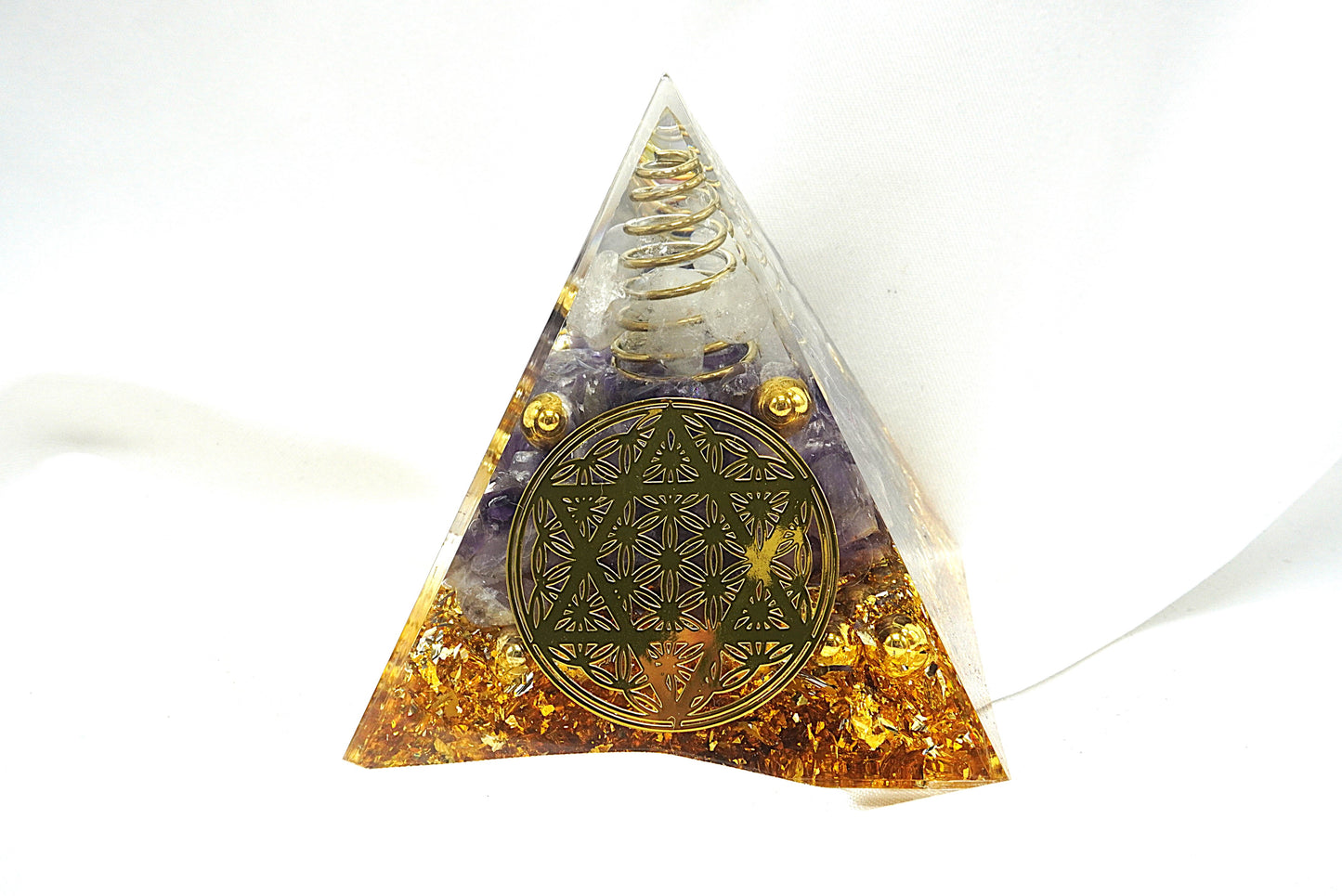 ORGONITE FLEUR DE VIE CRISTAL DE ROCHE AMETHYSTE