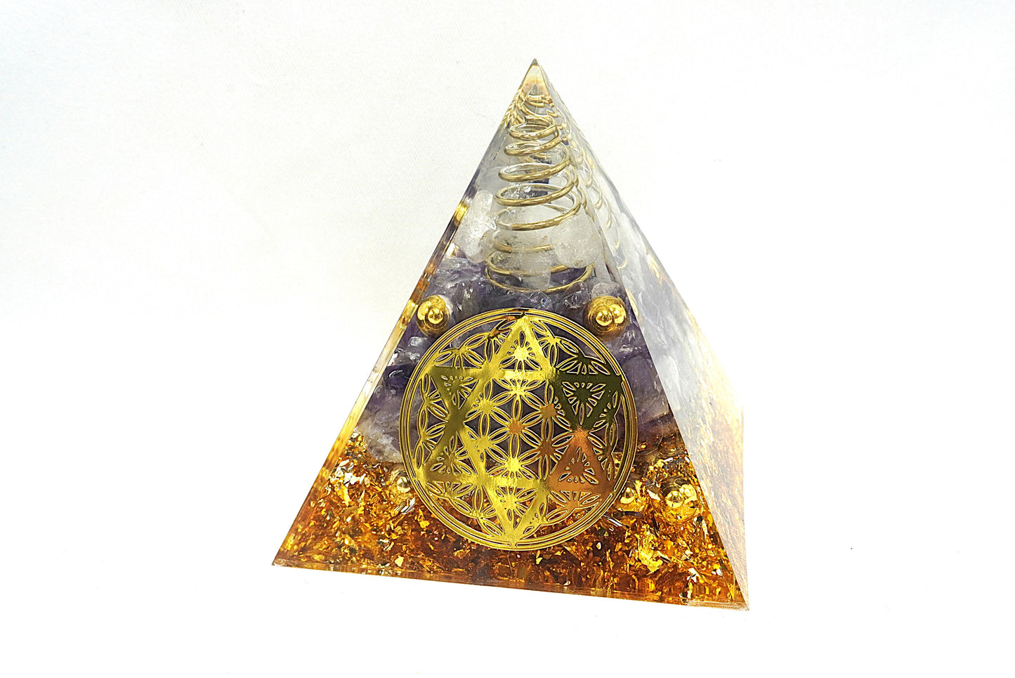 ORGONITE FLEUR DE VIE CRISTAL DE ROCHE AMETHYSTE