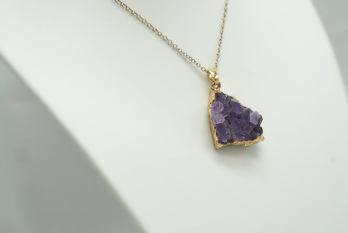 PENDENTIF AMETHYSTE BRUT DORE (ref 2)