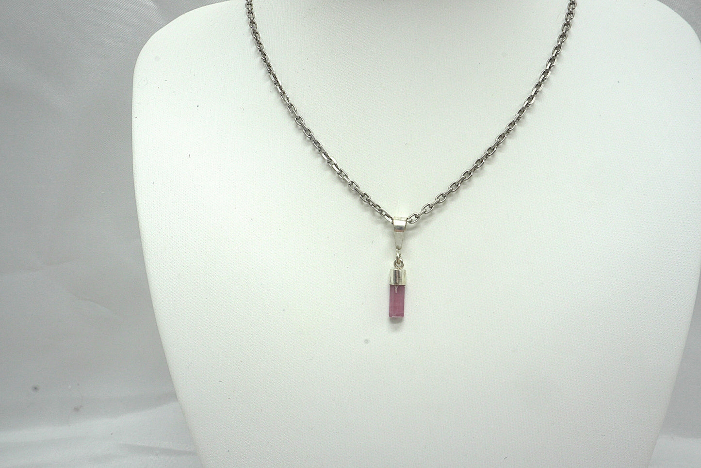 PENDENTIF TOURMALINE ROSE BELIERE ARGENT (ref 1)