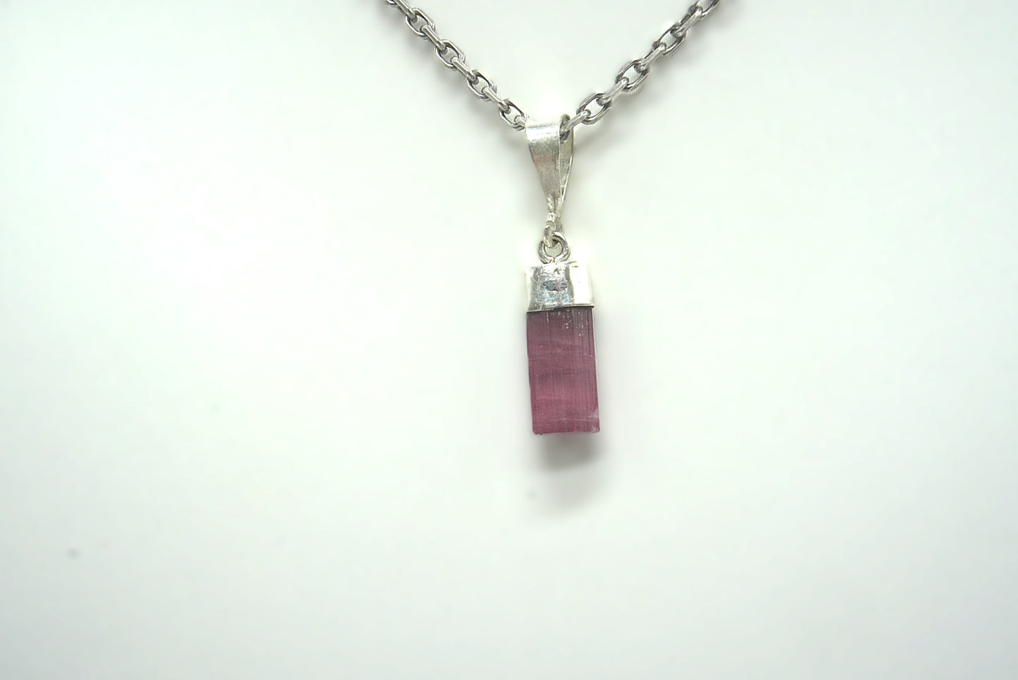 PENDENTIF TOURMALINE ROSE BELIERE ARGENT (ref 2)