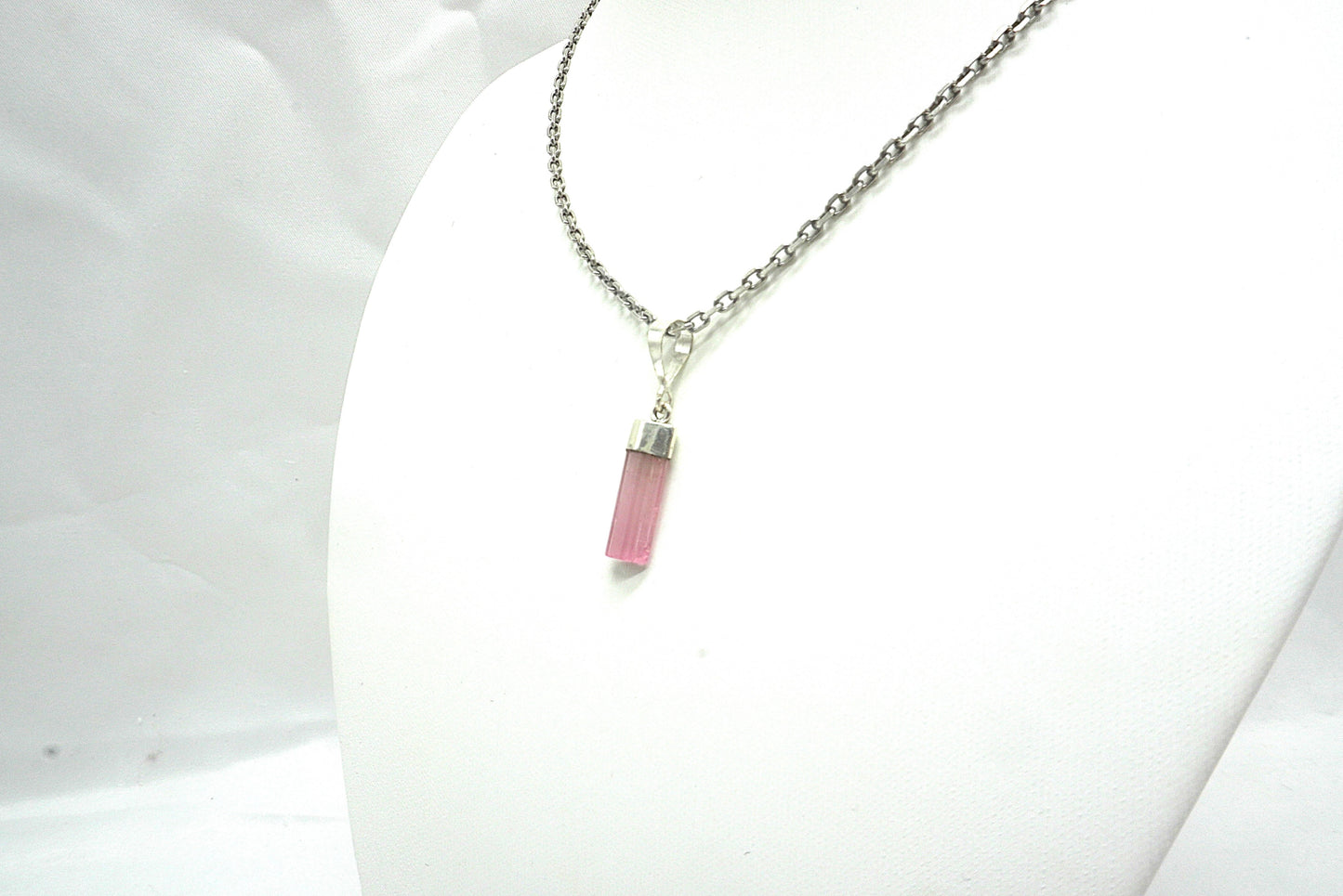 PENDENTIF TOURMALINE ROSE BELIERE ARGENT (ref 3)