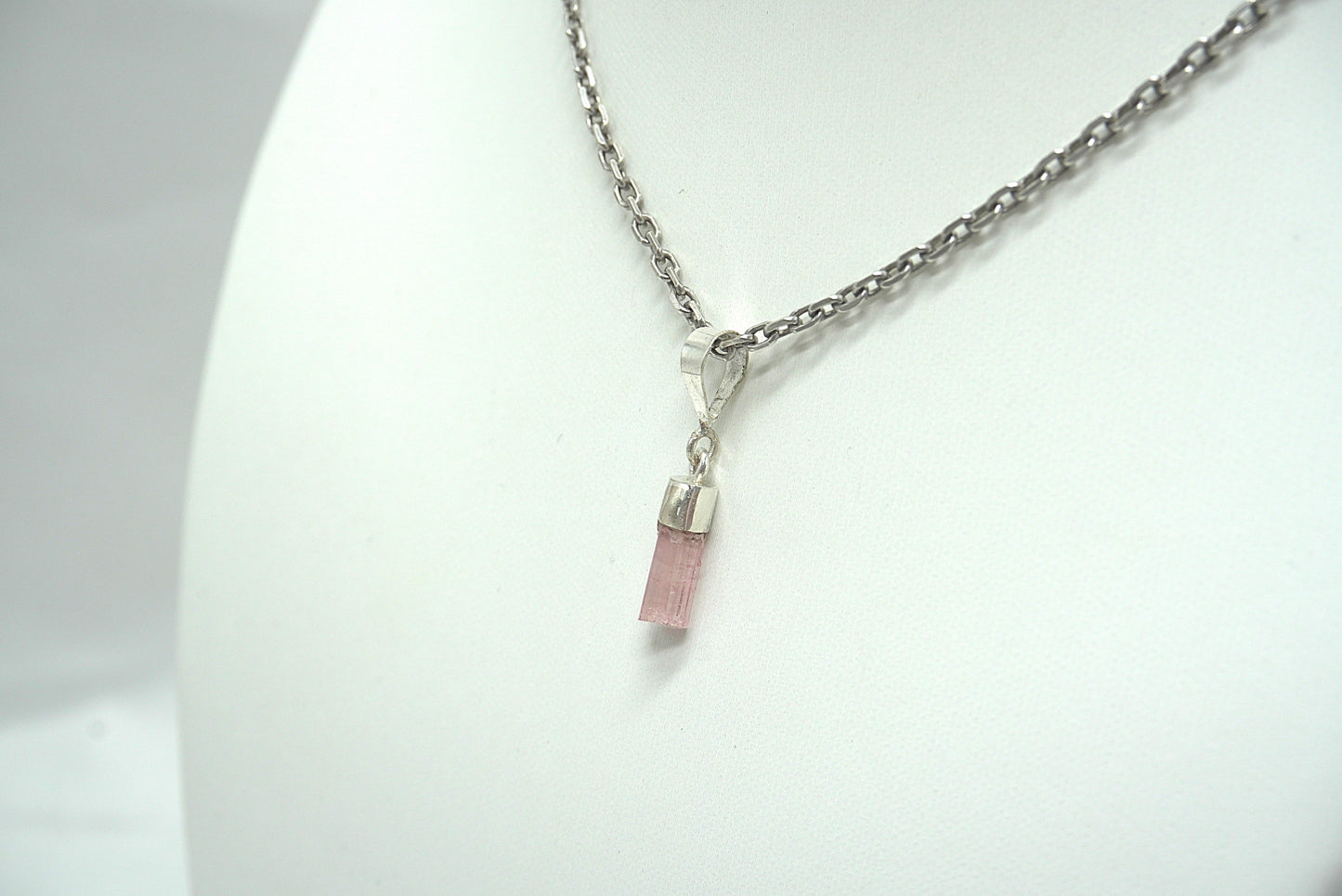 PENDENTIF TOURMALINE ROSE BELIERE ARGENT (ref 4)