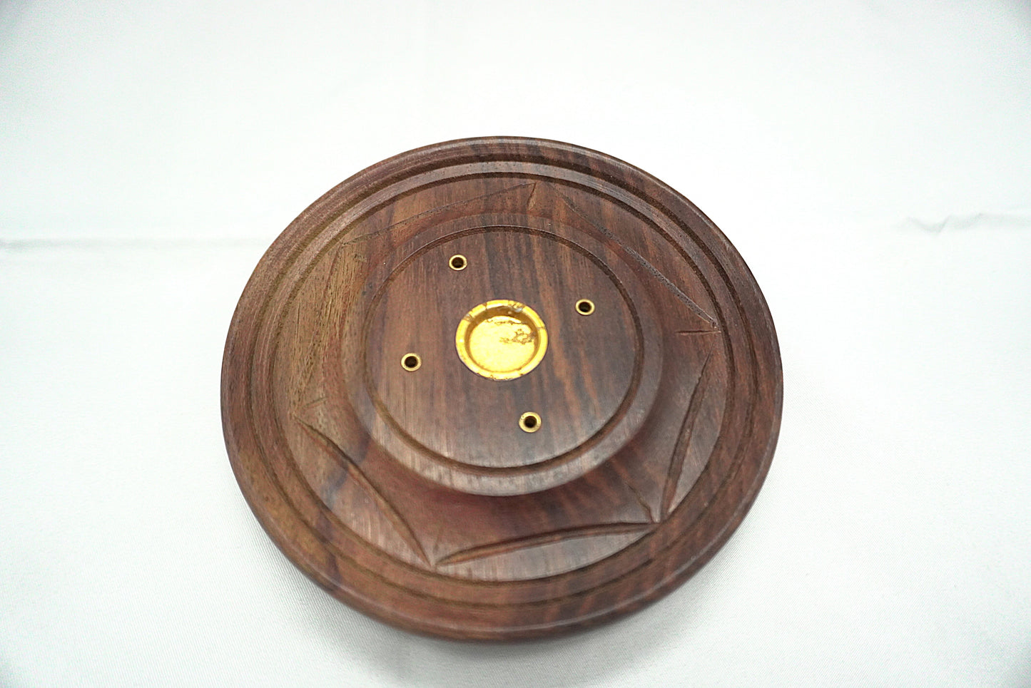 PORTE-ENCENS ROND SCULPTE FLEUR BOIS