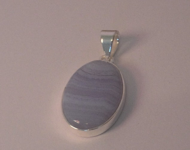 PENDENTIF AGATE RUBANEE SERTI ARGENT
