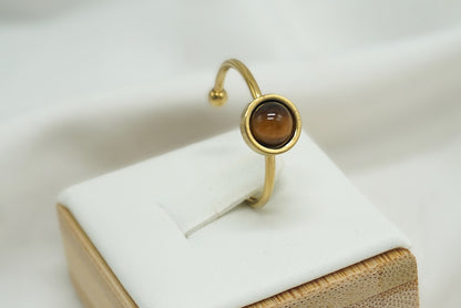 BAGUE ISEL OEIL DE TIGRE DORE