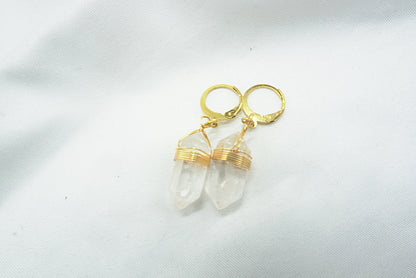 BOUCLES D'OREILLES CRISTAL DE ROCHE POINTE