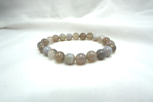 BRACELET AGATE GRISE 8MM