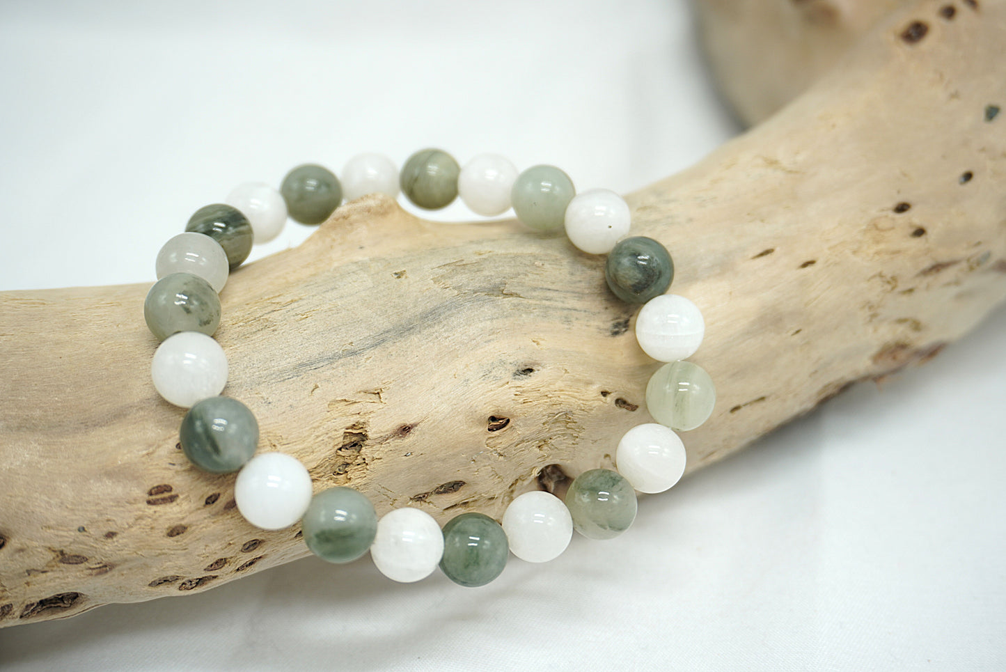 BRACELET JADE BLANC ET VERT 8MM
