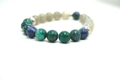 BRACELET LABRADORITE - AZURITE MALACHITE 8MM