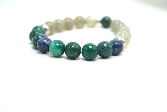 BRACELET LABRADORITE - AZURITE MALACHITE 8MM