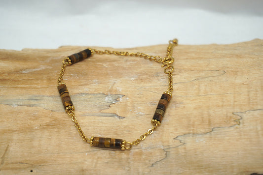 BRACELET OEIL DE TIGRE DORE