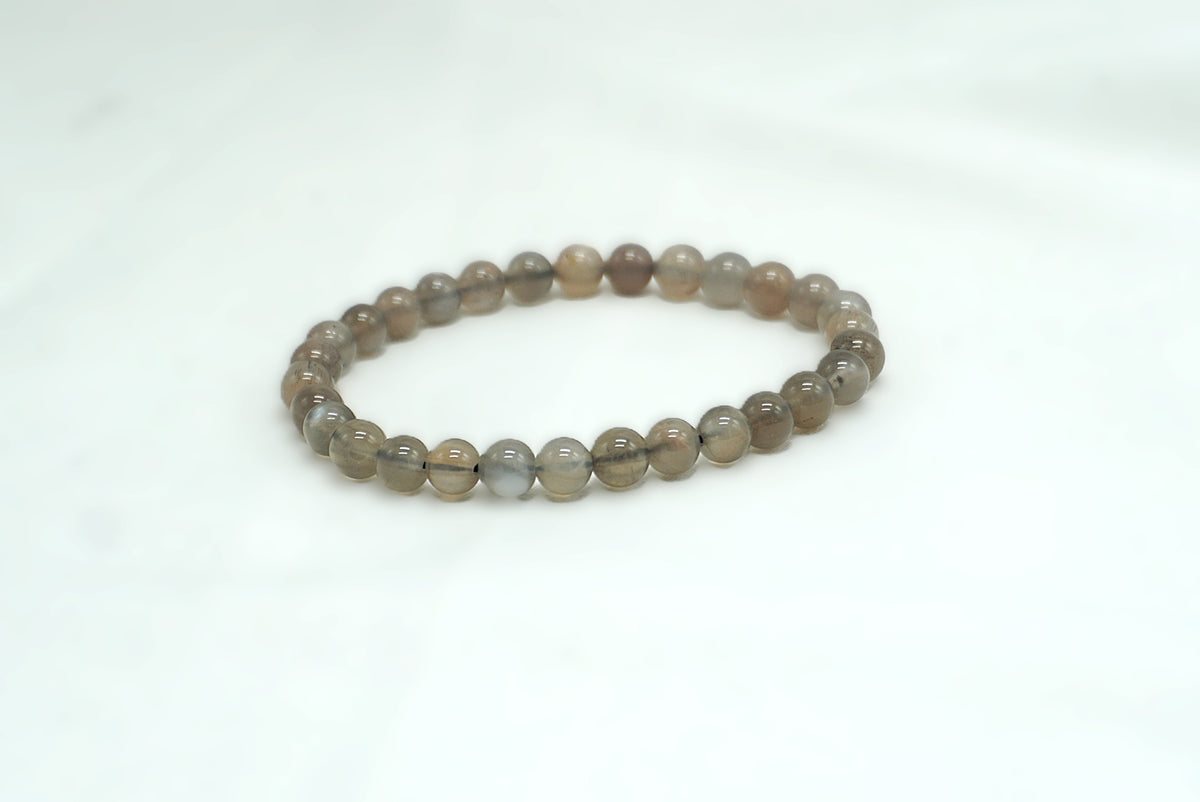 BRACELET PIERRE DE LUNE BEIGE NOIRE 6MM