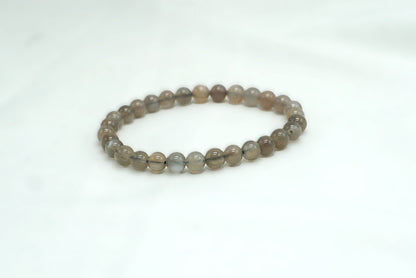 BRACELET PIERRE DE LUNE BEIGE NOIRE 6MM