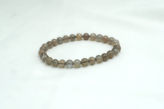 BRACELET PIERRE DE LUNE BEIGE NOIRE 6MM