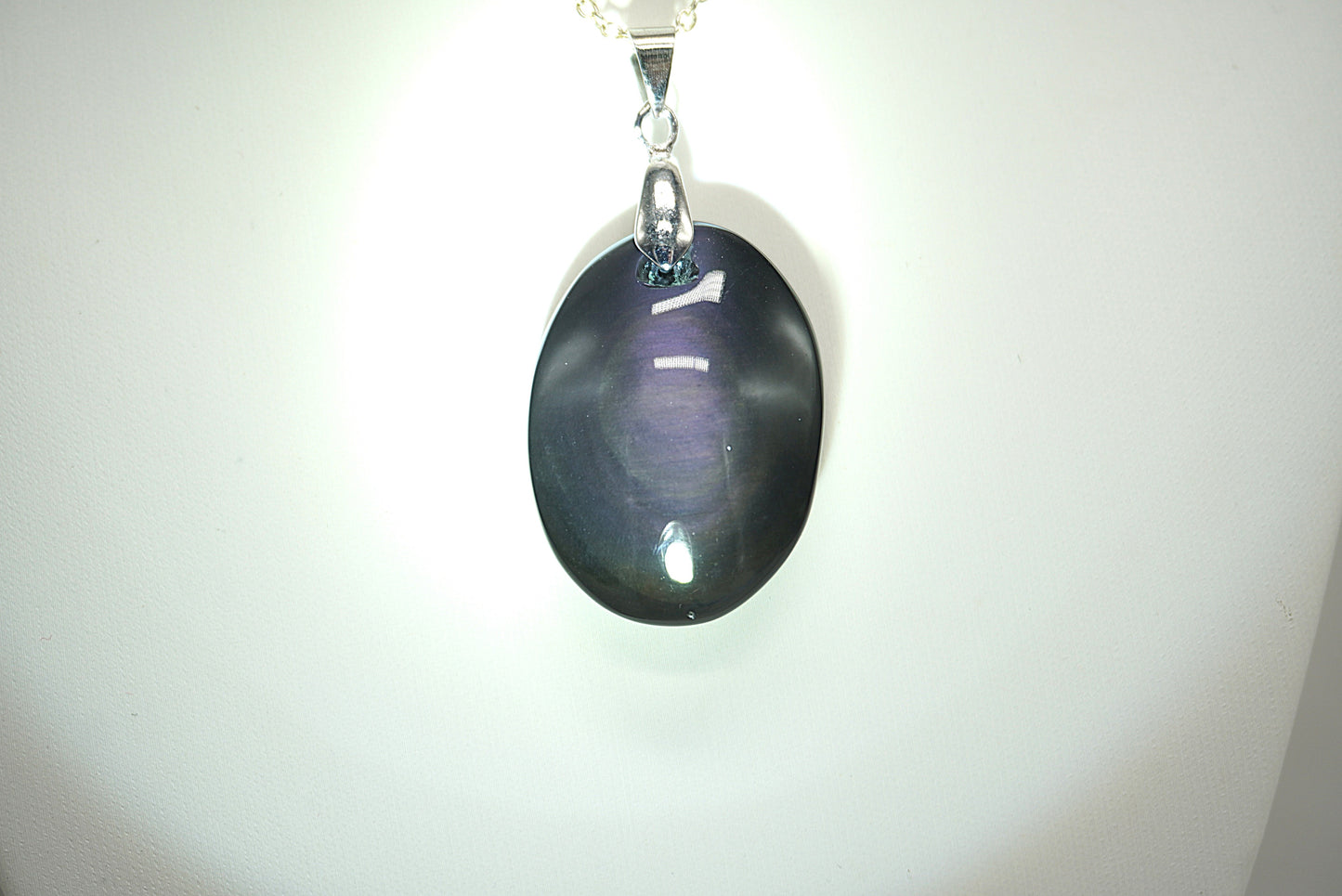 PENDENTIF OBSIDIENNE OEIL CELESTE (Ref 1)