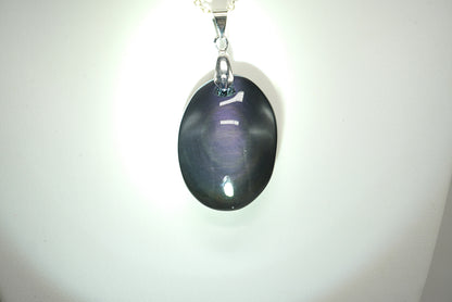 PENDENTIF OBSIDIENNE OEIL CELESTE (Ref 1)