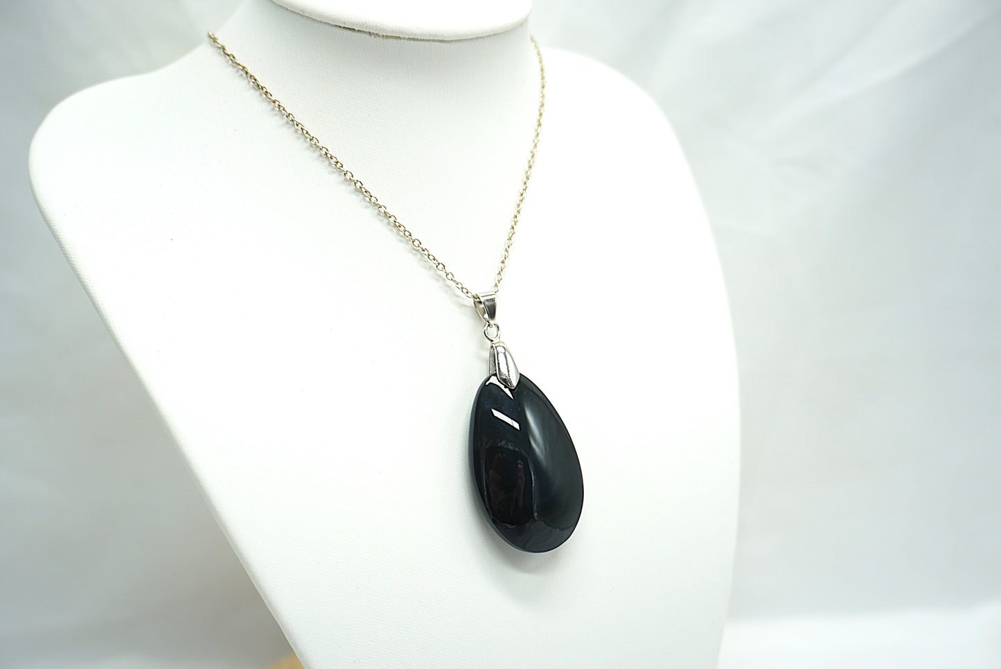 PENDENTIF OBSIDIENNE OEIL CELESTE (Ref 2)