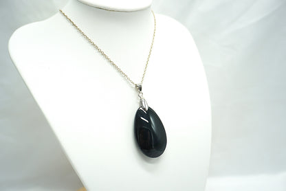 PENDENTIF OBSIDIENNE OEIL CELESTE (Ref 2)
