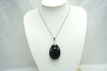 PENDENTIF OBSIDIENNE OEIL CELESTE (Ref 3)