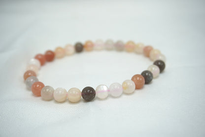 BRACELET PIERRE DE LUNE MULTICOLORE 6MM
