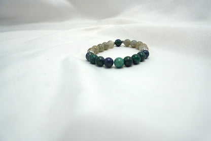 BRACELET LABRADORITE - AZURITE MALACHITE 8MM