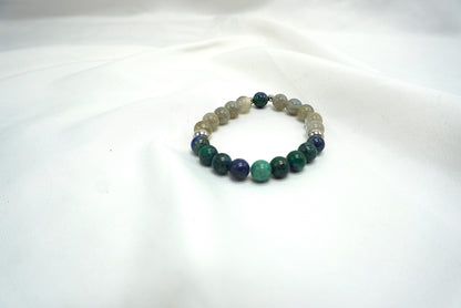 BRACELET LABRADORITE - AZURITE MALACHITE 8MM