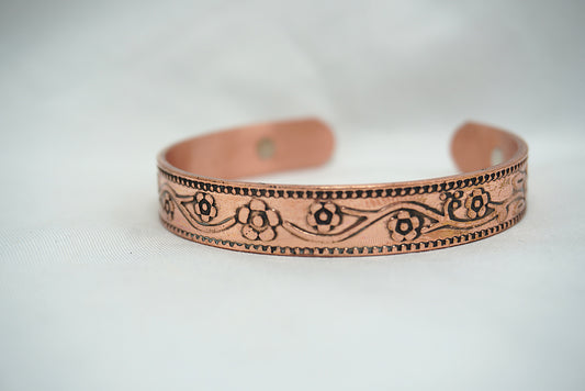BRACELET CUIVRE MAGNETIQUE MOTIF FLORAL