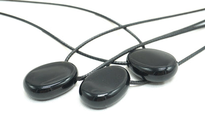 PENDENTIF PIERRE PERCEE OBSIDIENNE NOIRE